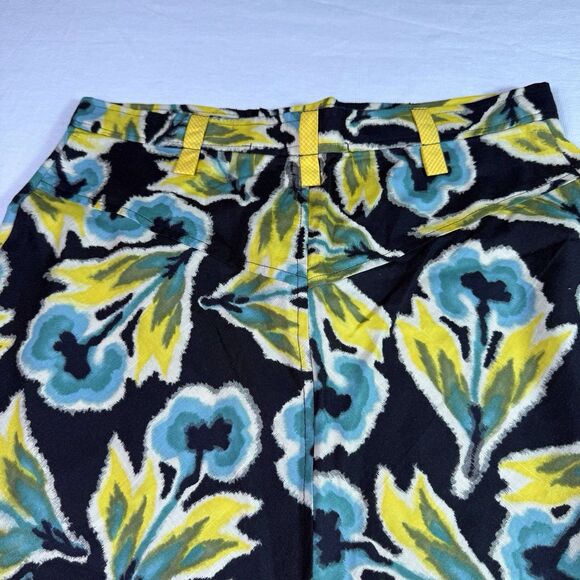 Mon Petit Oiseau Anthropologie Skirt Sz S Black Yellow Blue Floral Cotton Unusua - Picture 8 of 12
